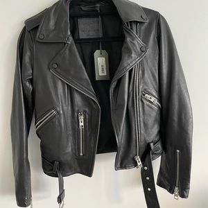 All saints leather biker jacket size 2